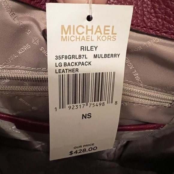 Michael Kors Riley Large Pebbled Leather Backpack in Mulberry Wine Red in EX con - Picture 5 of 5